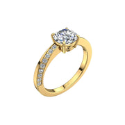 Solitaire bague diamant naturel rond 0.75 carat or jaune Bianca